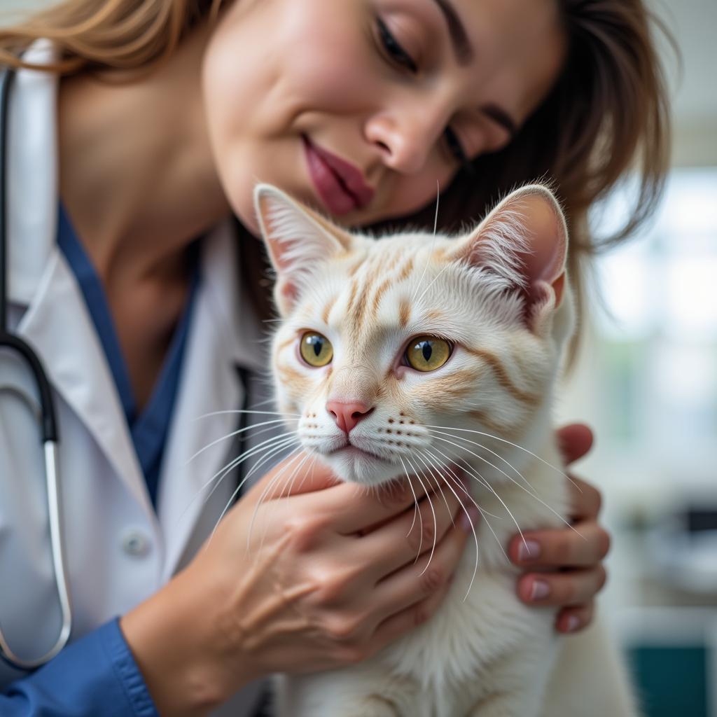 Veterinarian Examining a Cat at Hybla Valley Vet Hospital