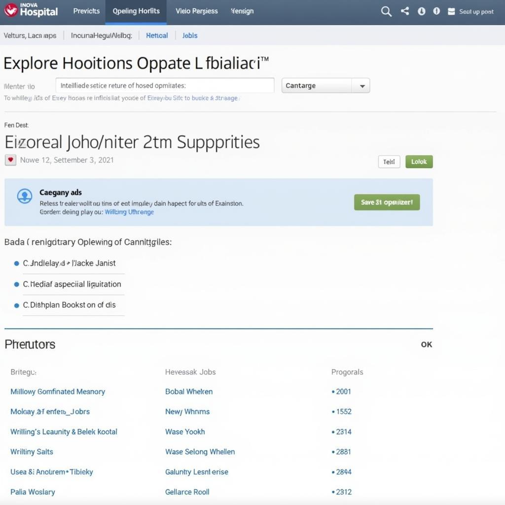 Inova Hospital online job portal interface