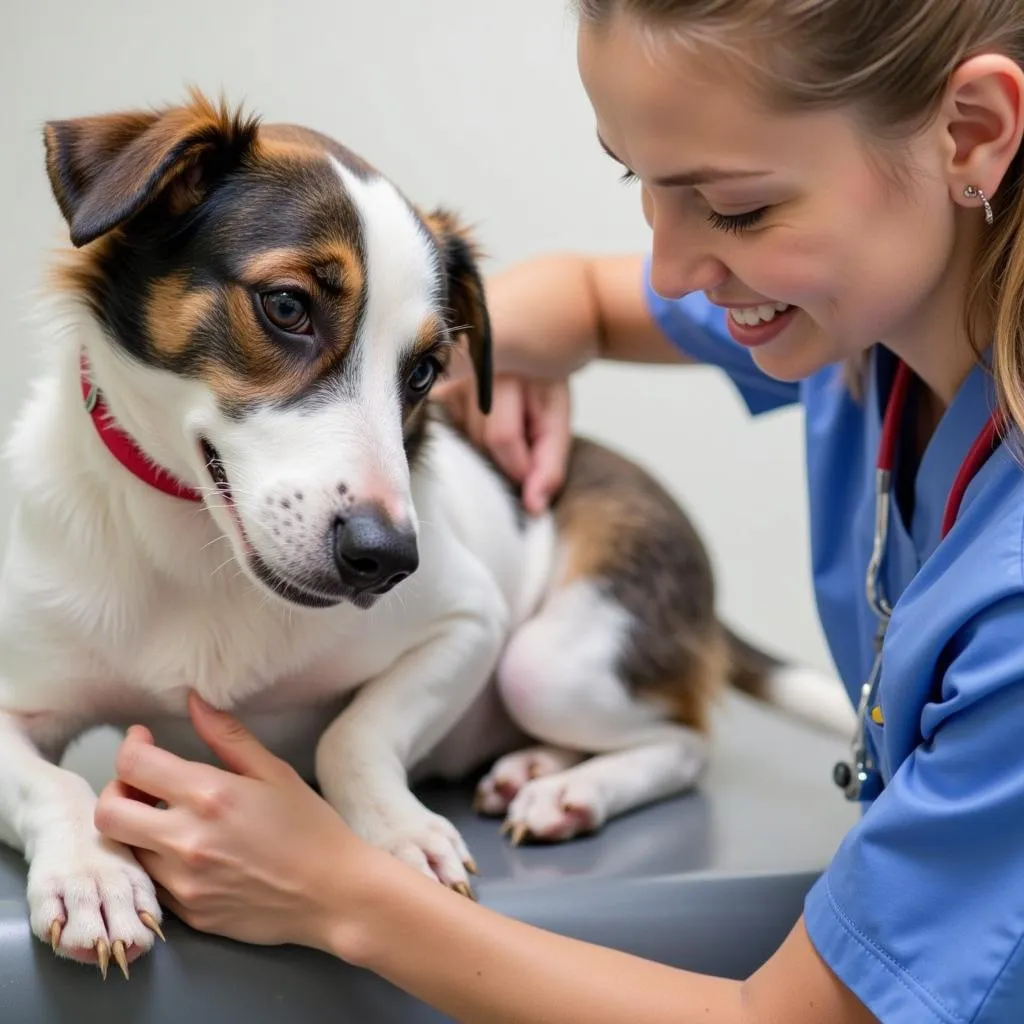 Veterinarian examining a dog at Island Animal Hospital Viera