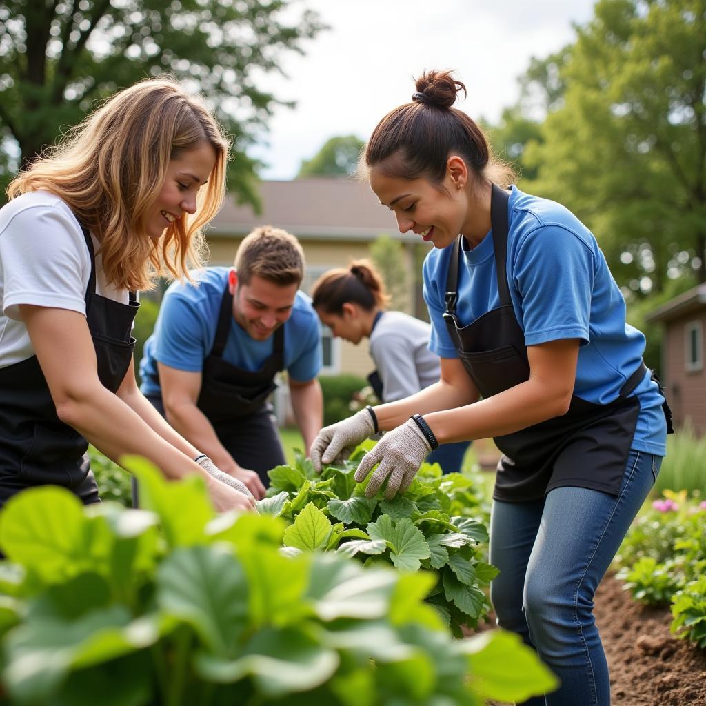 J&J Hospitality staff volunteering at a local community garden