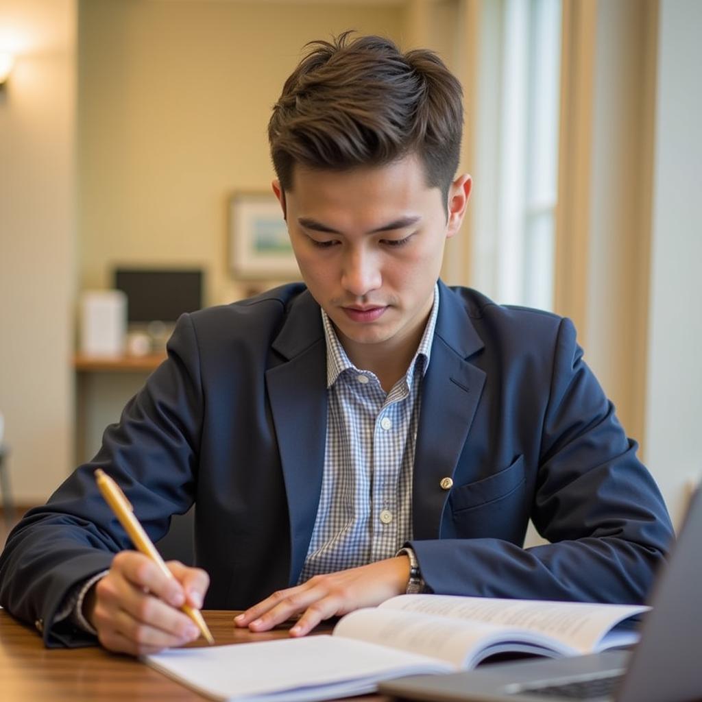 Candidate preparing for job interview