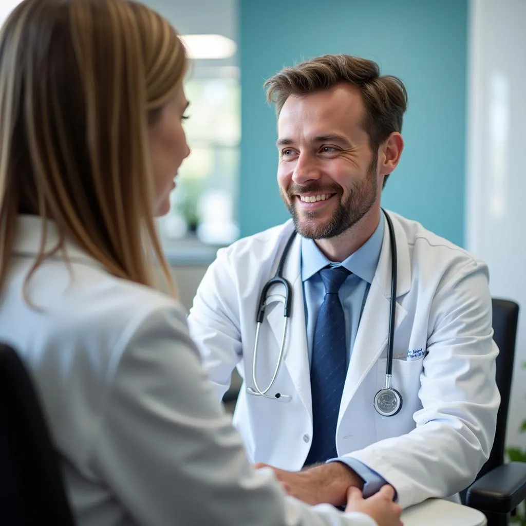 experienced doctor examining a patient in a joint township hospital urgent care