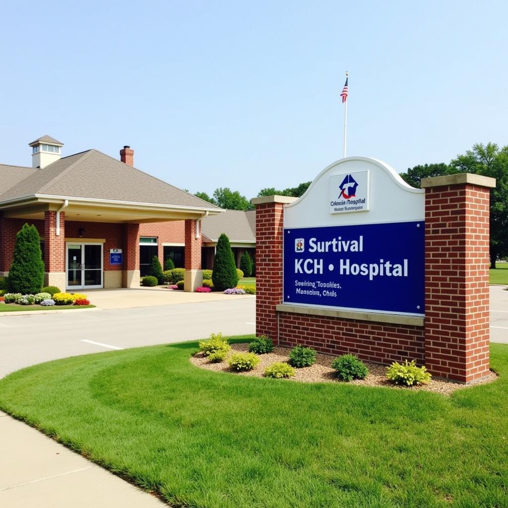 Welcoming exterior of KCH Hospital in Mt Vernon