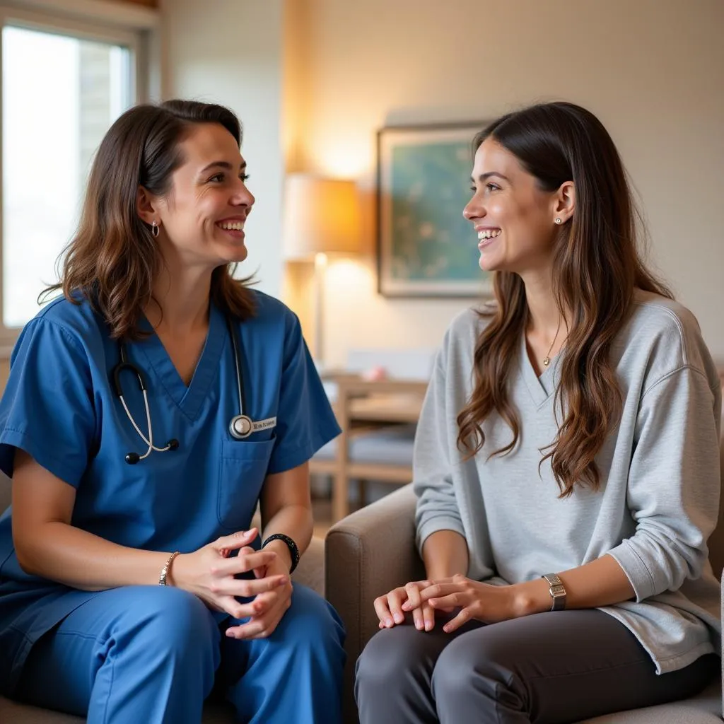 Kindred hospital volunteer interacting with a patient