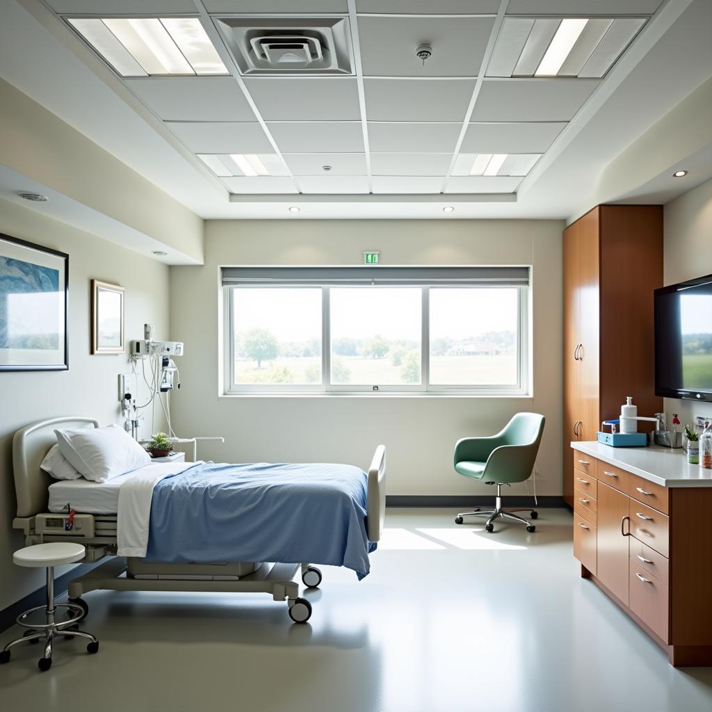 Comfortable and modern patient room at La Fe Hospital