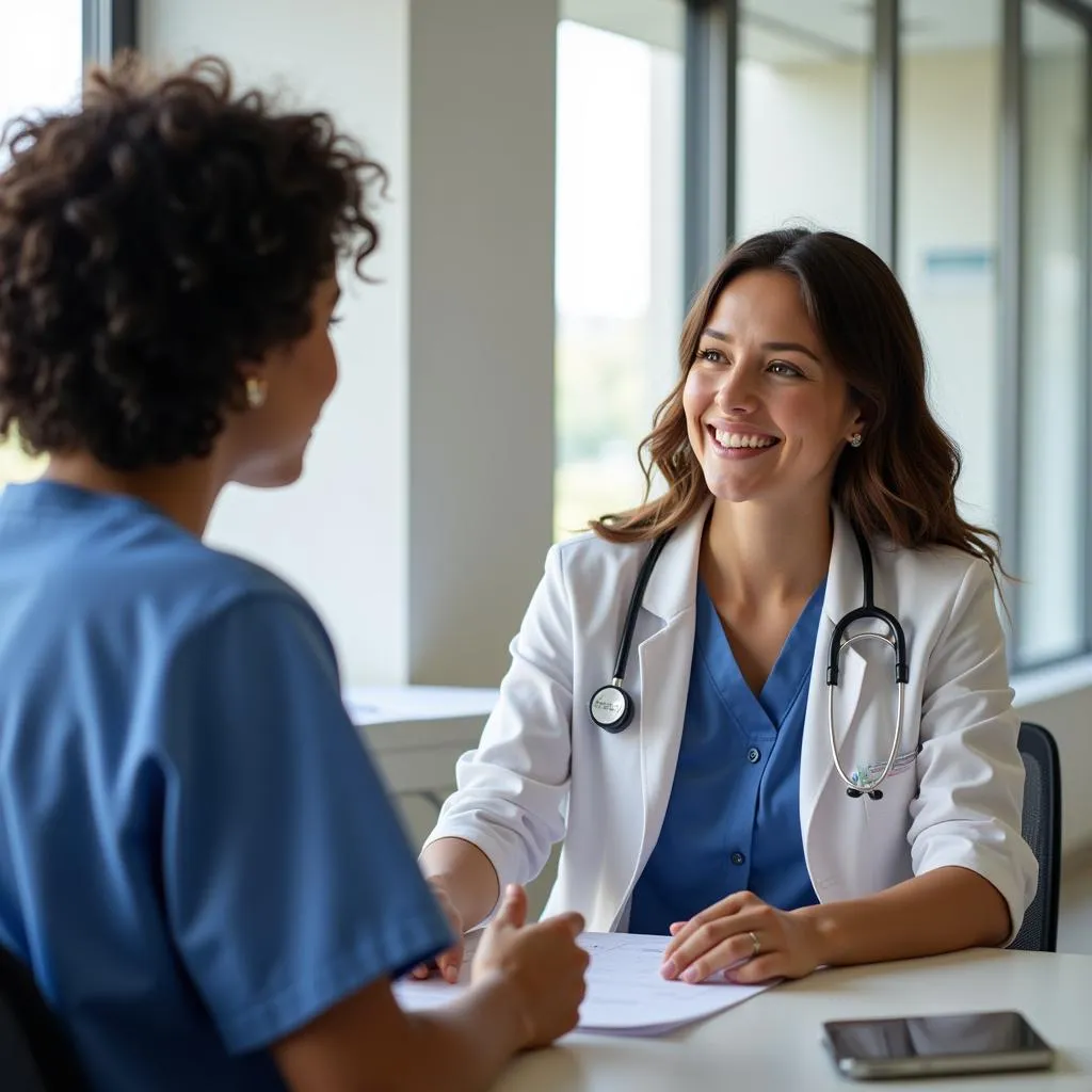 Hospital recruiter interviewing a potential candidate