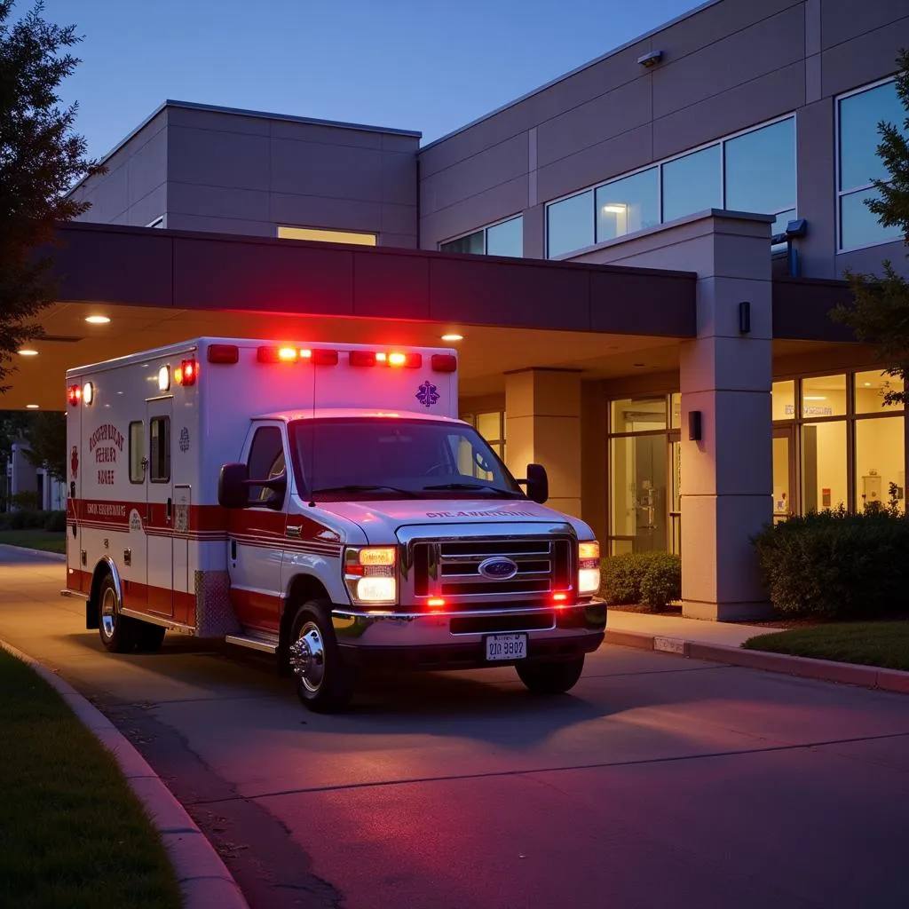 Ambulance arriving at La Porte hospital