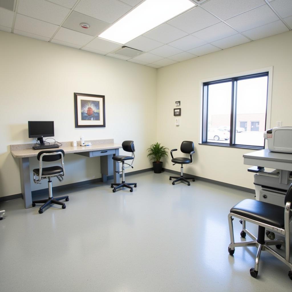 Modern and well-equipped exam room at Lewis and Clark Animal Hospital