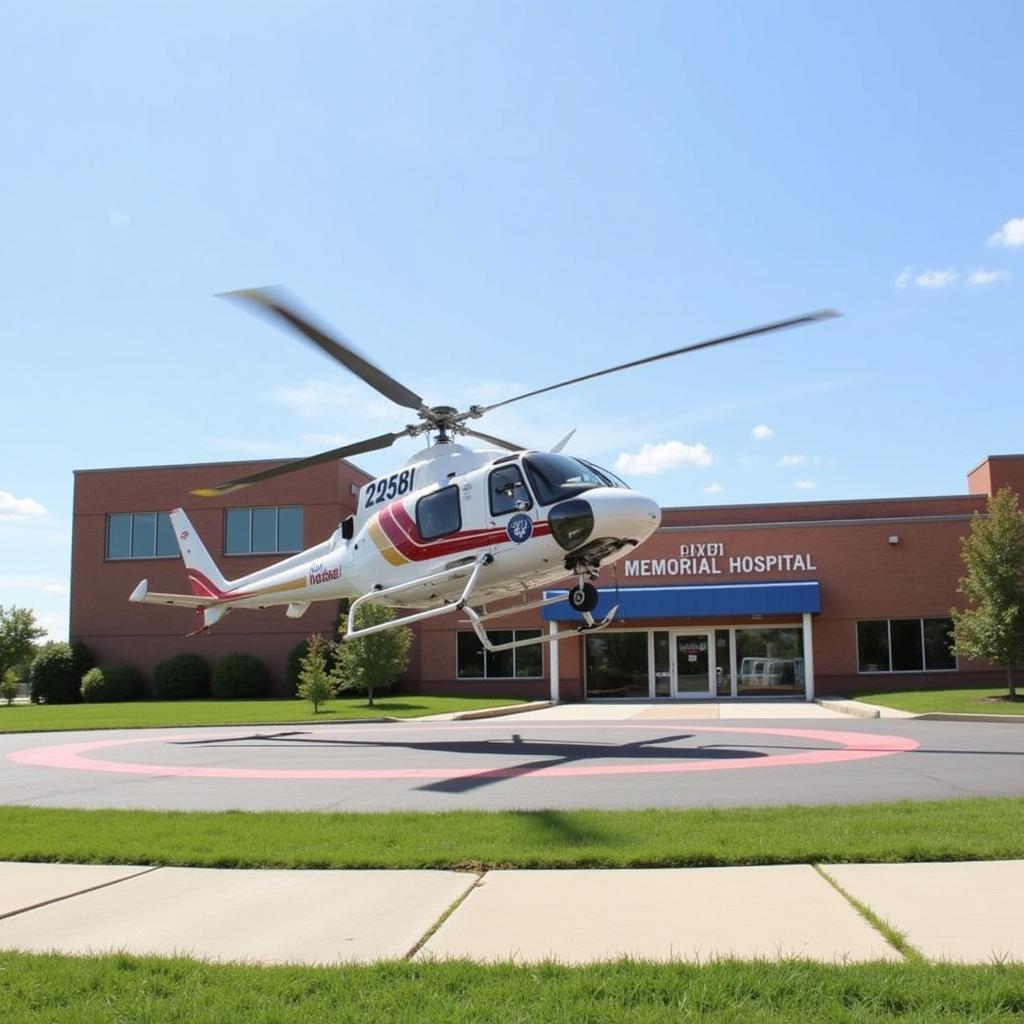 Medical Helicopter Landing at Lima Memorial Hospital Heliport