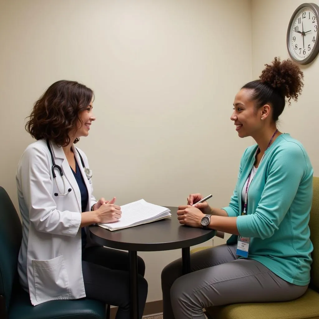 Compassionate doctor engaging in a one-on-one consultation with a patient in a private office setting