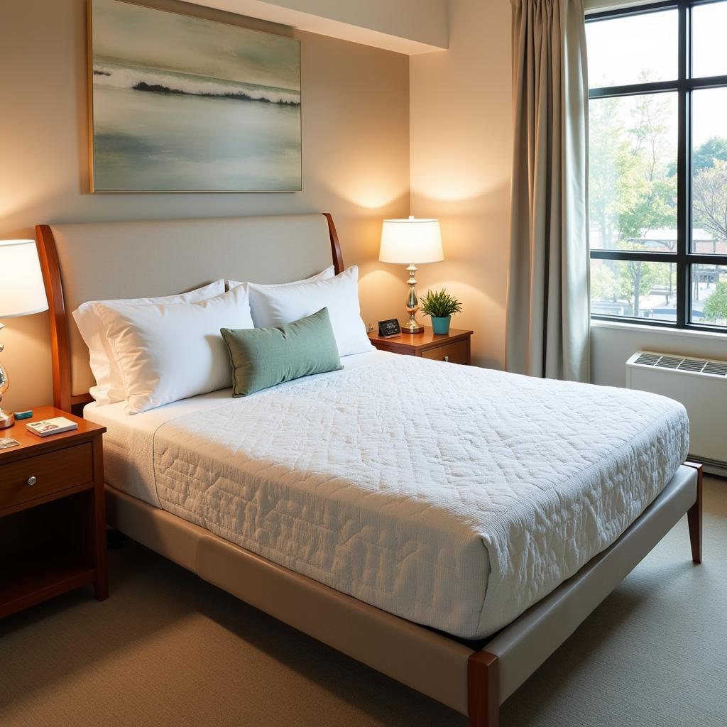 A luxurious hospital room at San Jose Hospital with a Simmons bed