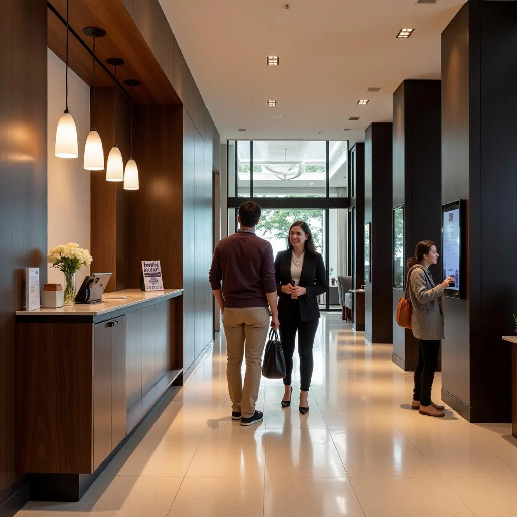 Modern Hotel Lobby with Self Check-In Kiosk