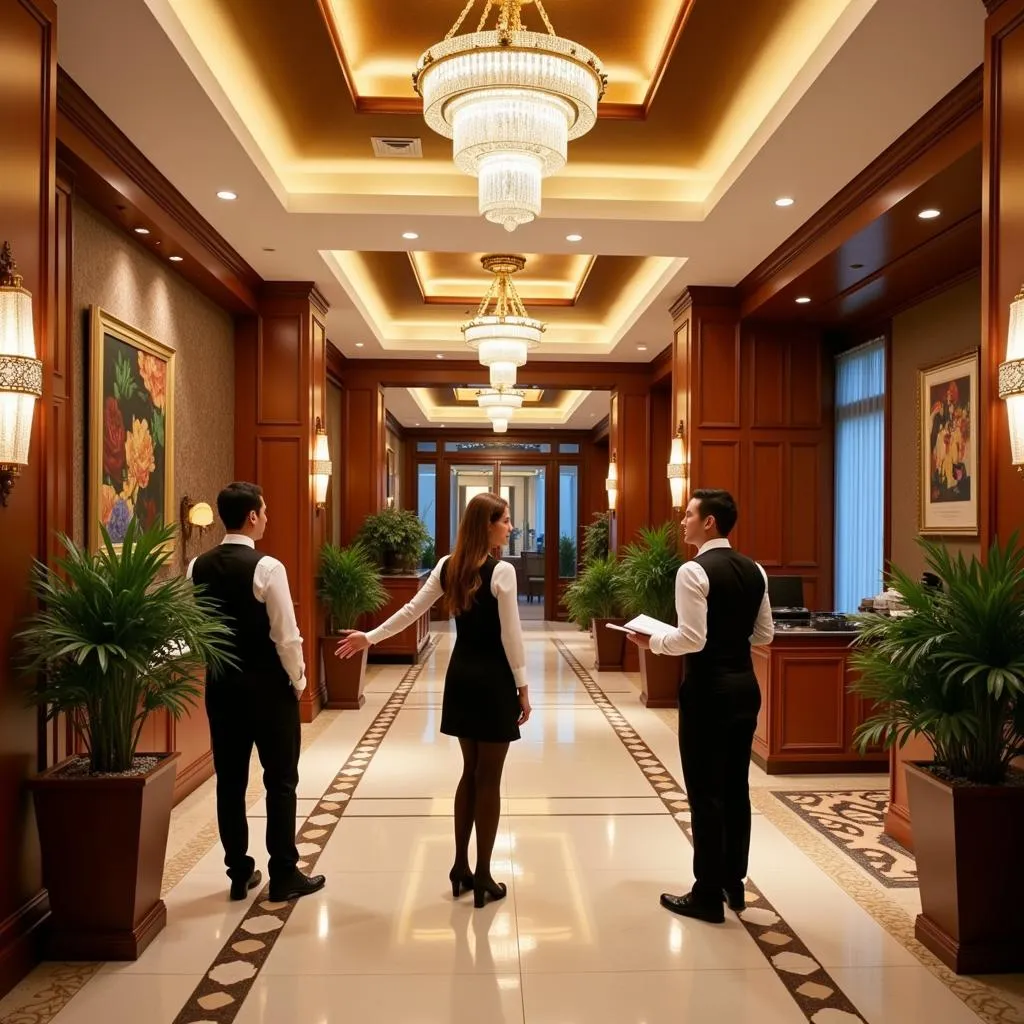 Luxury Hotel Lobby with Attentive Staff