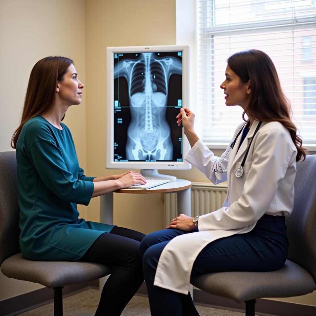 Doctor discussing mammogram results with patient