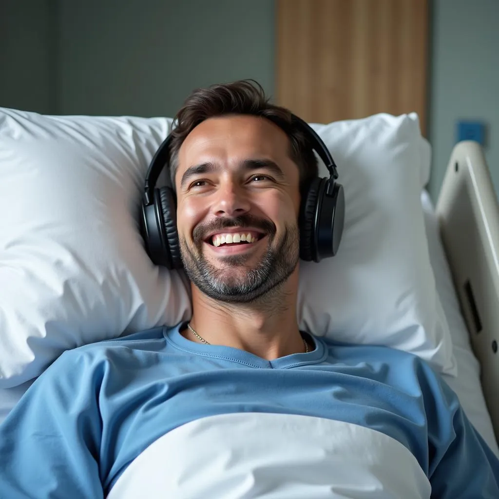 Patient Listening to Music on Headphones