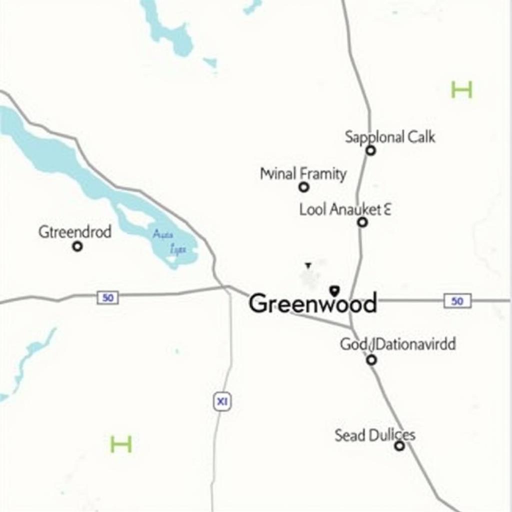 Map Showing Alternative Hospitals near Greenwood