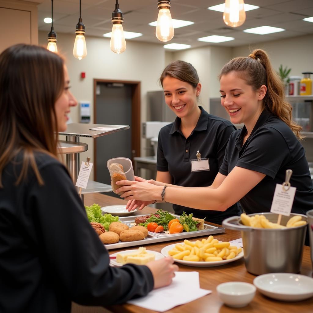 Friendly staff serving customers at McKay-Dee Hospital cafeteria