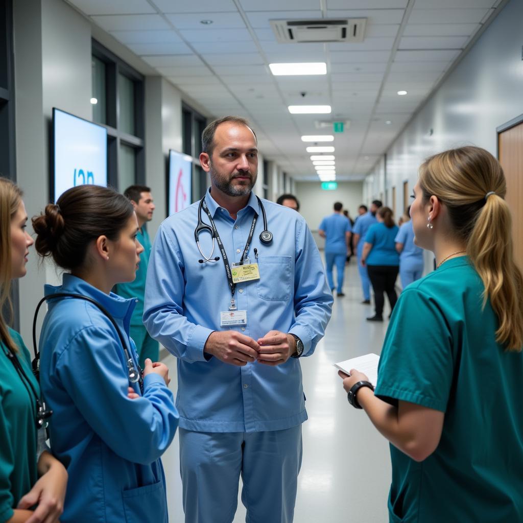 Medical professionals attending a conference at Hospital William Soler