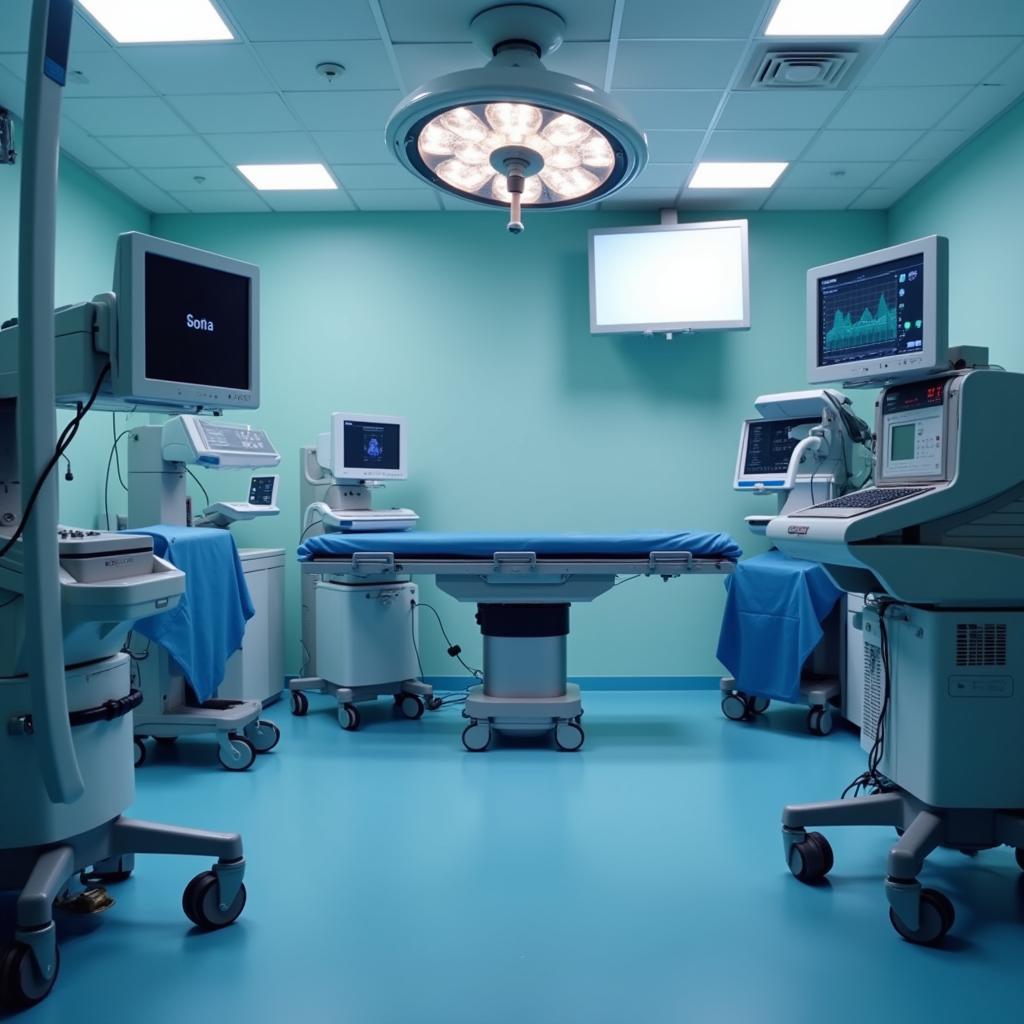 Advanced medical equipment in a brightly lit operating room