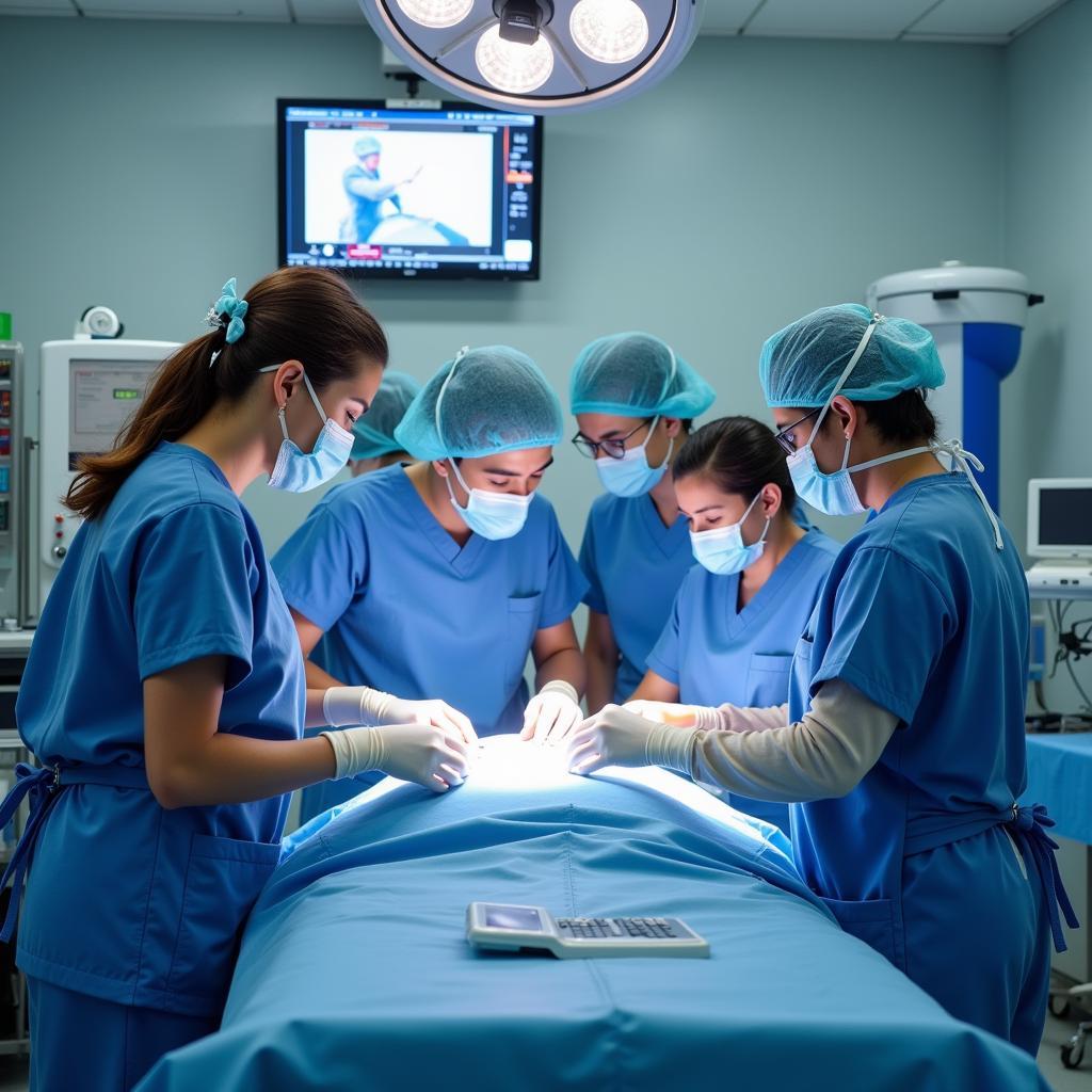 Medical Professionals Collaborating at Hospital Austral