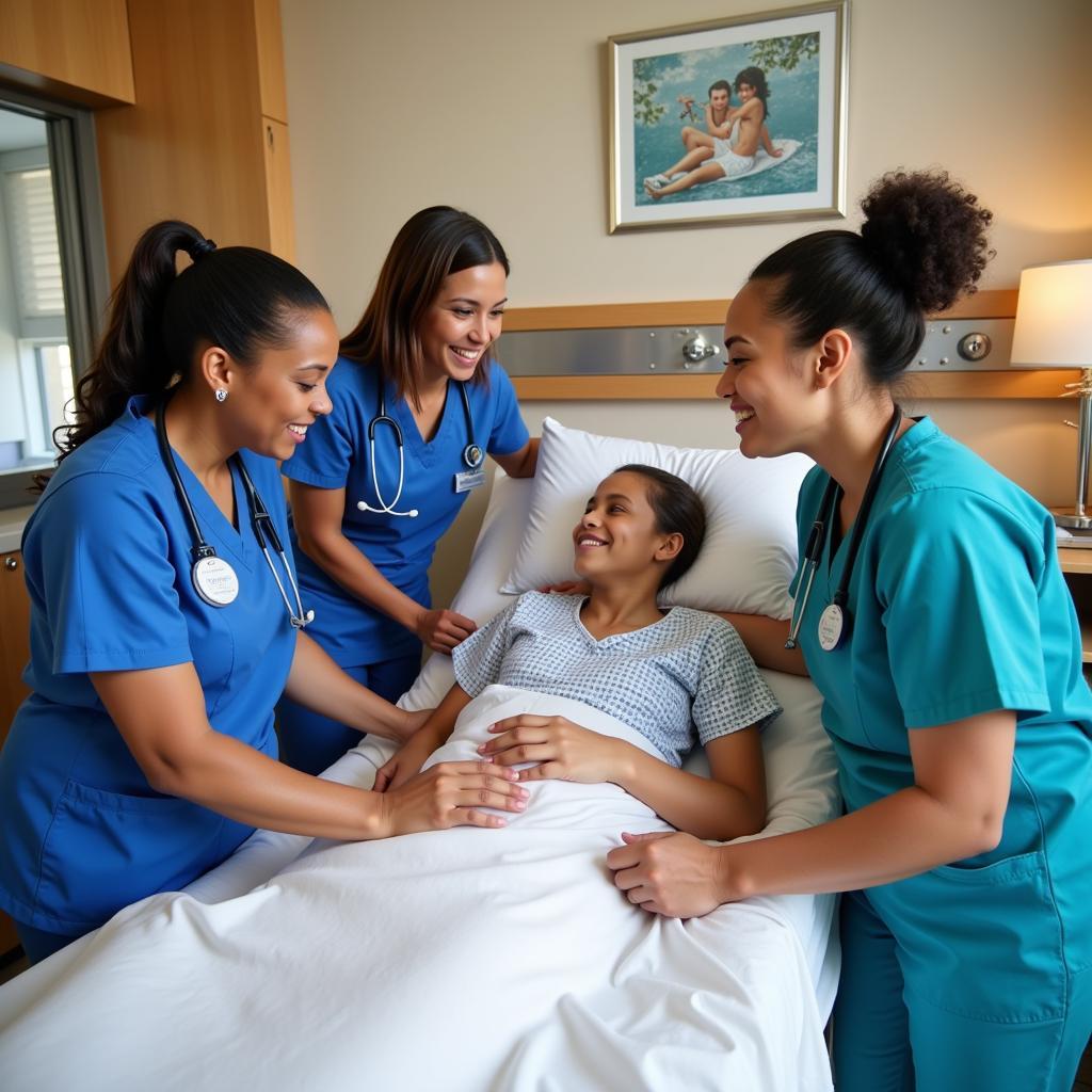 Medical Team Collaborating in Patient Room