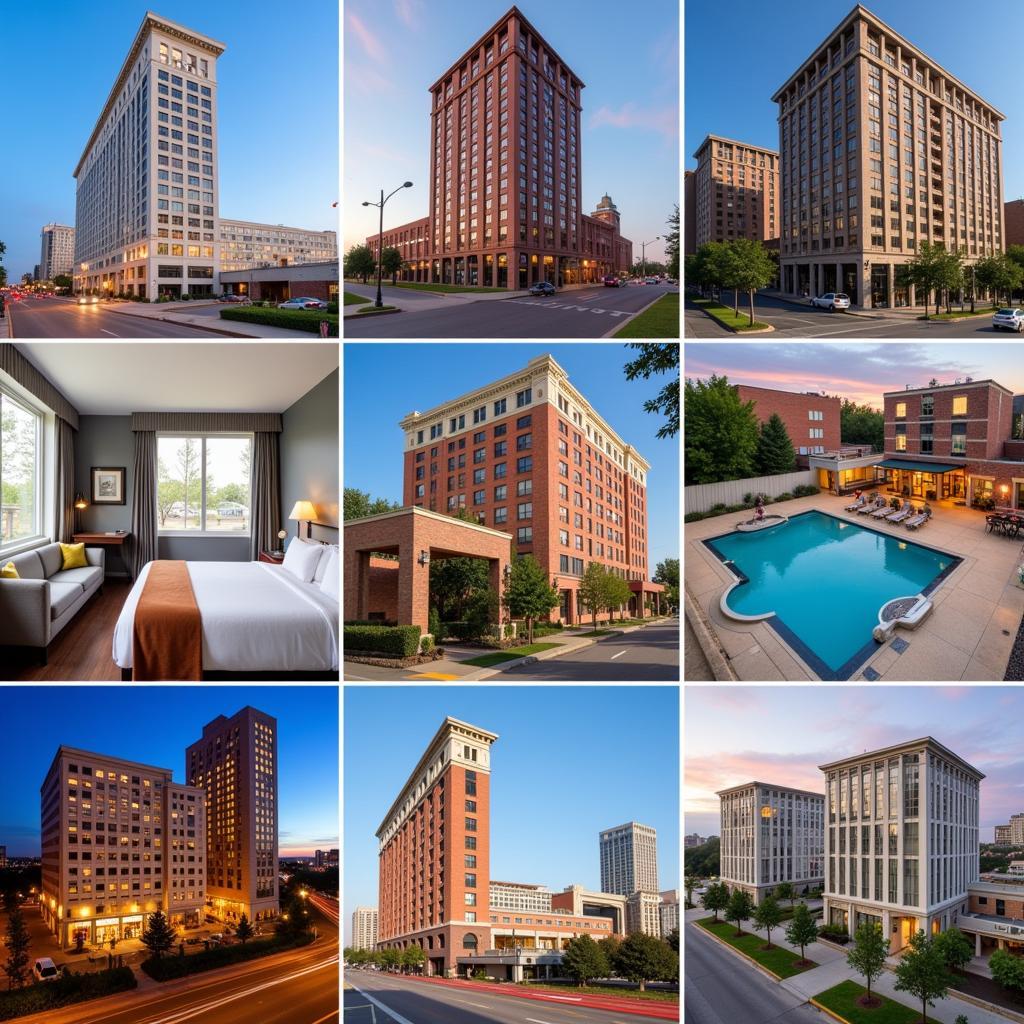 A collage showcasing the diverse accommodation options in Memphis