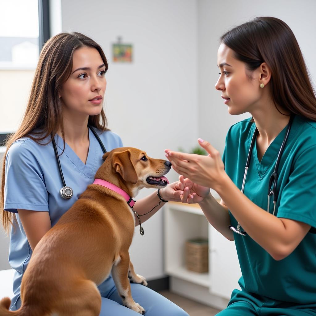 Menifee veterinarian discussing treatment options with a pet parent