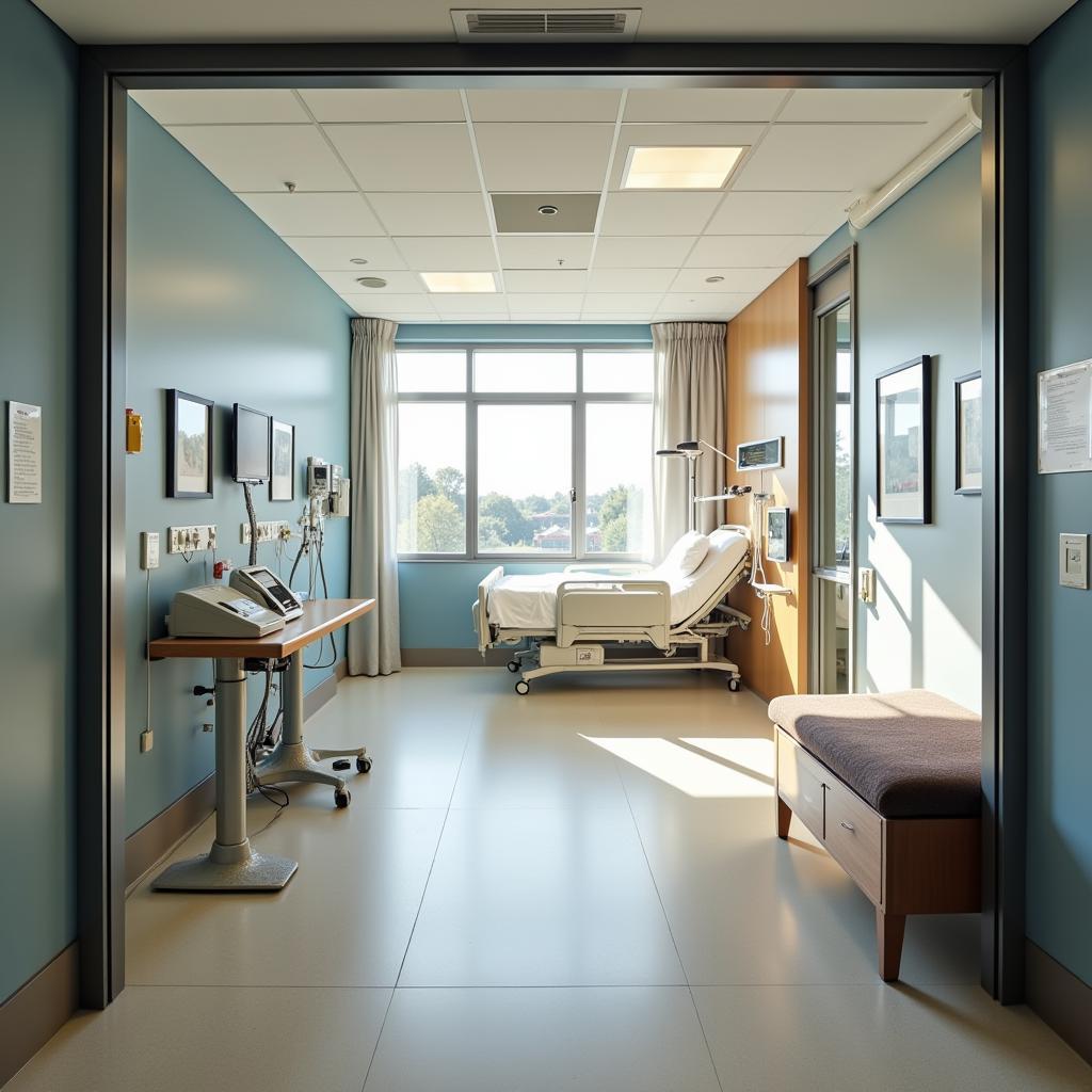 Comfortable and well-equipped patient room