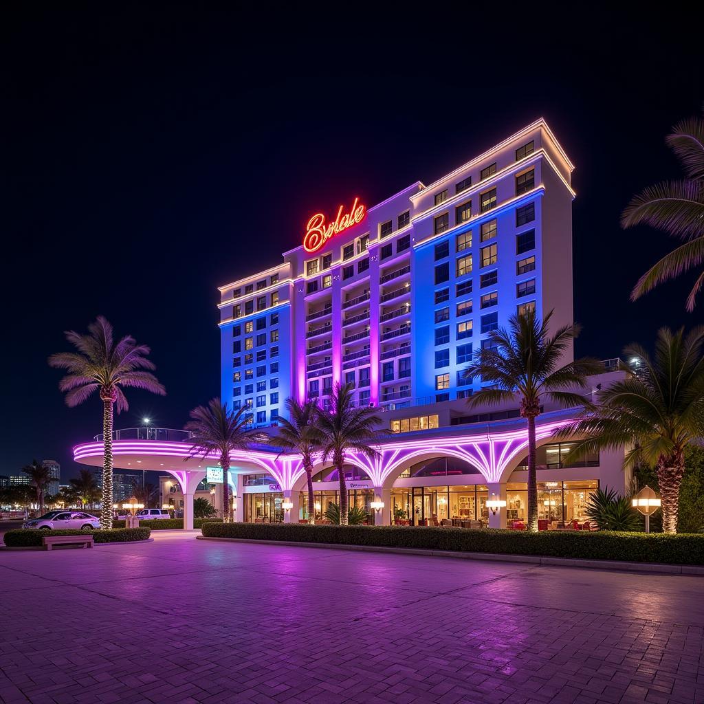 Miami Beach Hotel Exterior Night View