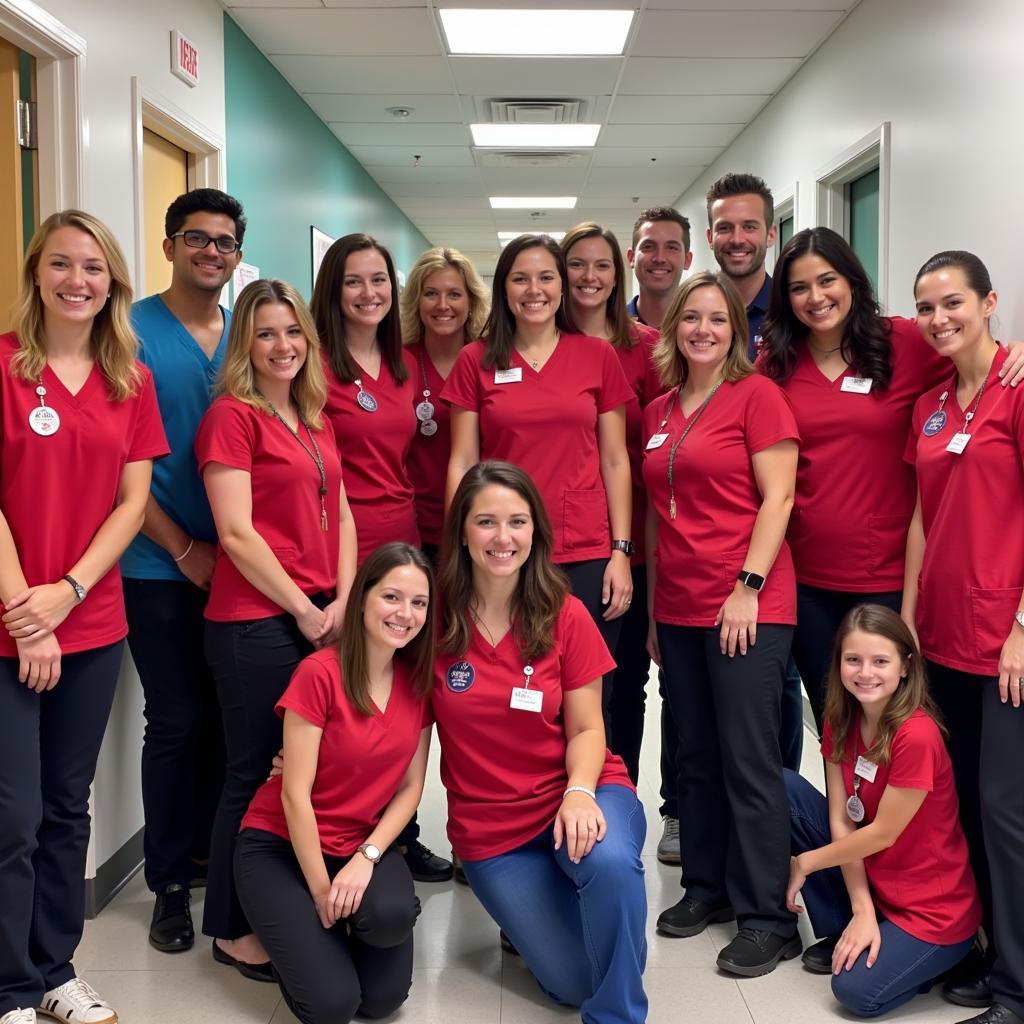 Group of volunteers posing for a photo at Miami Children's Hospital