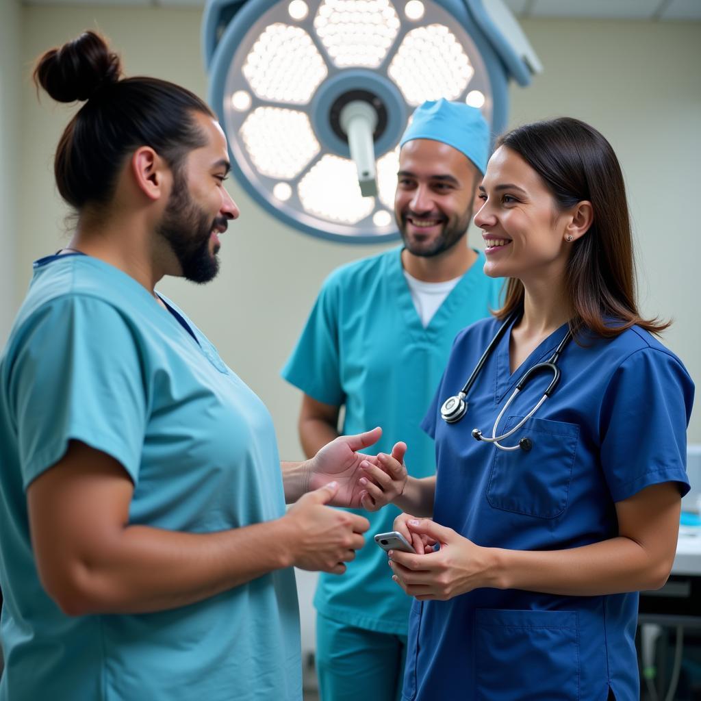 Surgical Team Consulting with Patient at Miami Valley Hospital