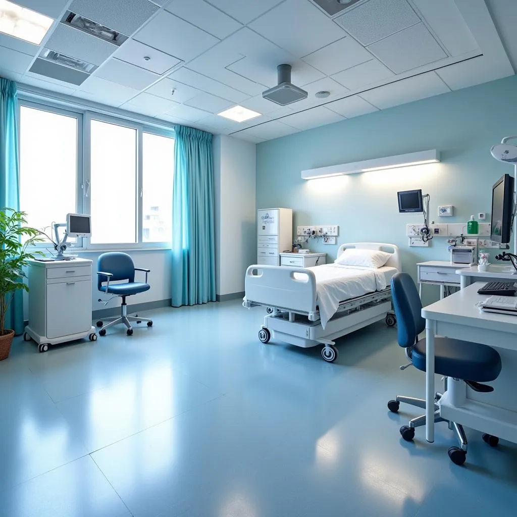 Modern hospital room equipped with advanced medical technology