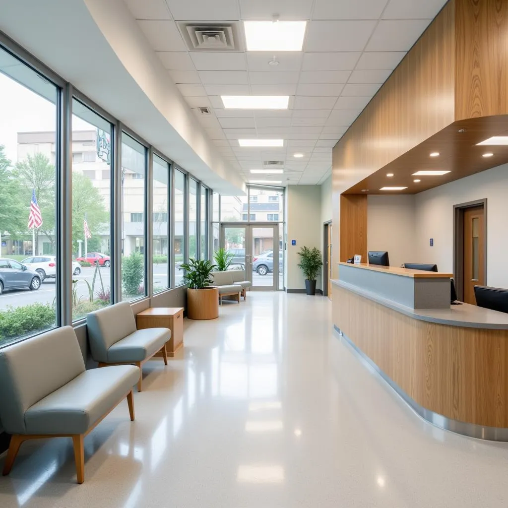 Modern veterinary hospital reception area