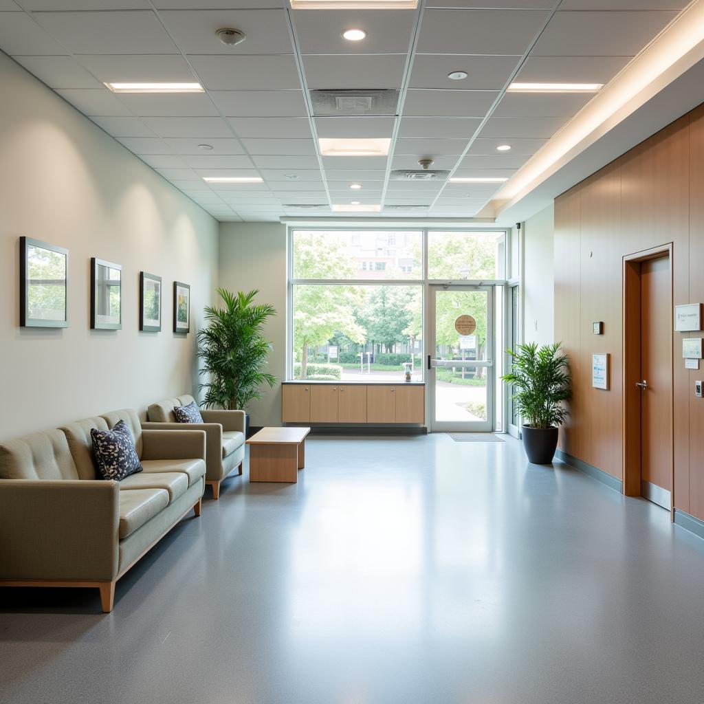 Spacious waiting area inside Montefiore Hospital