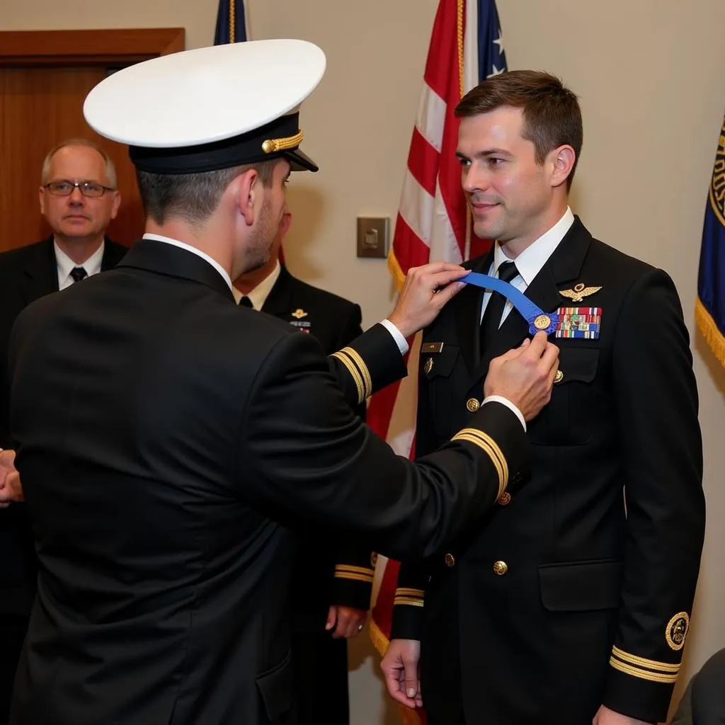 Navy Hospital Corpsman Receiving Award for Heroism