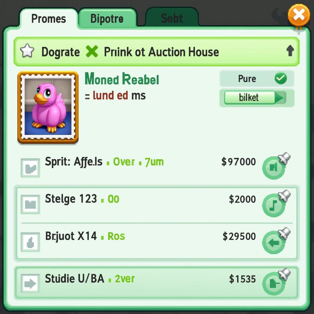 Neopian Auction House Interface for Stamp Bidding