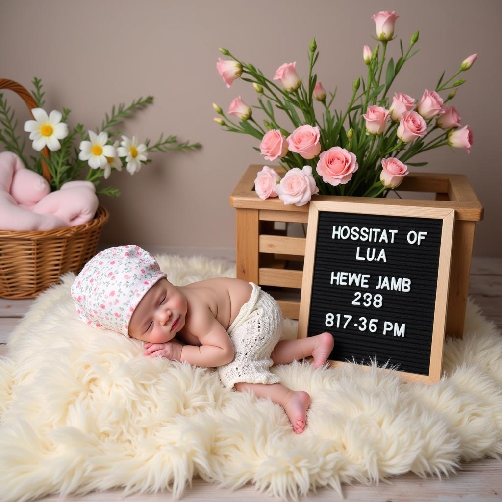 Newborn Baby Photo Shoot with Hospital Cap as a Prop