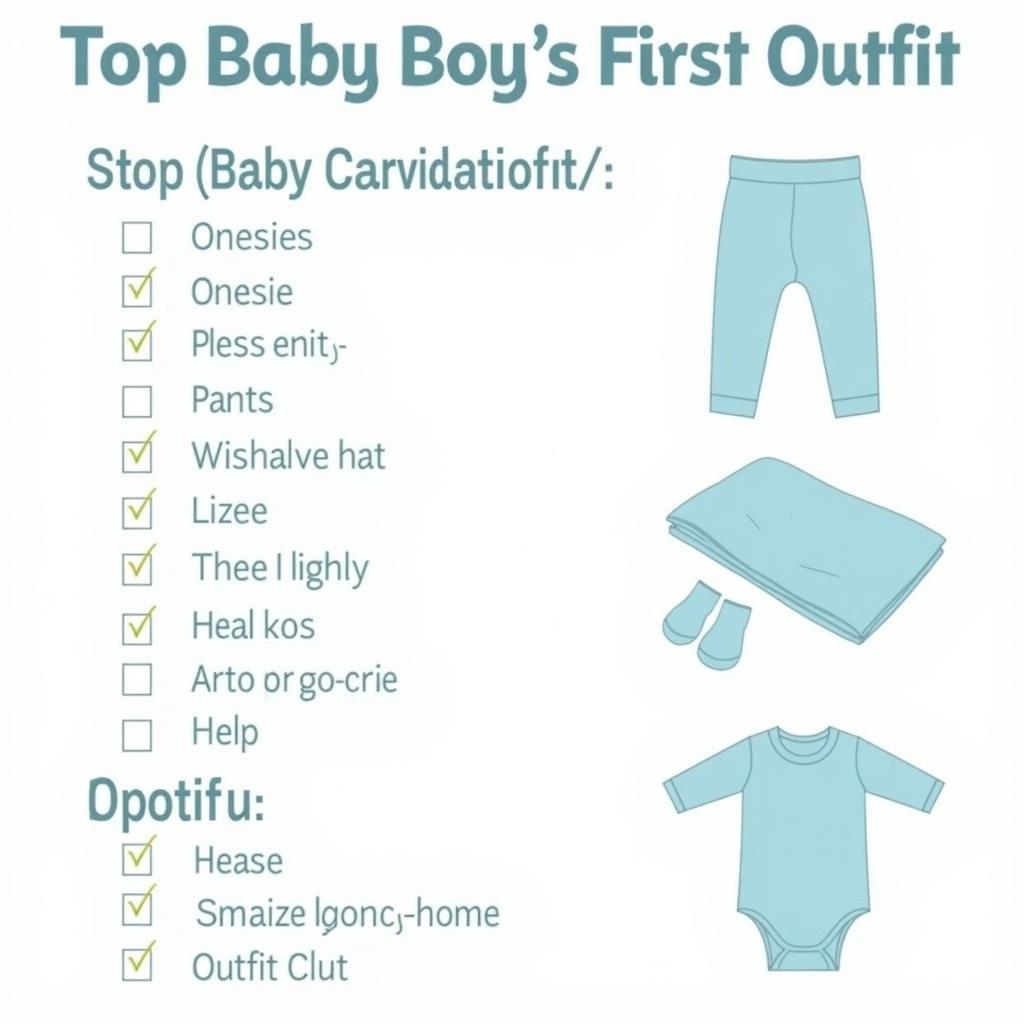 Checklist of must-have items for a baby boy's hospital outfit.