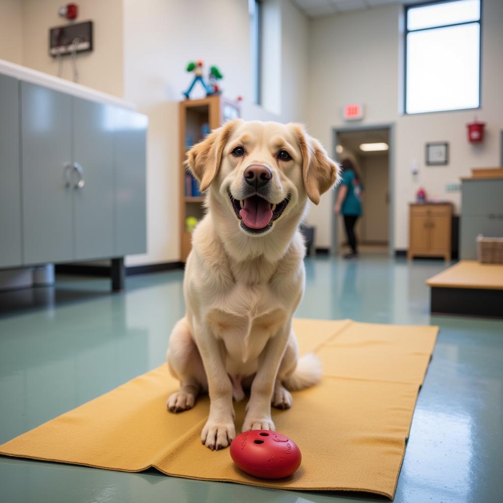 Happy Dog Playing in Newport Animal Hospital Boarding