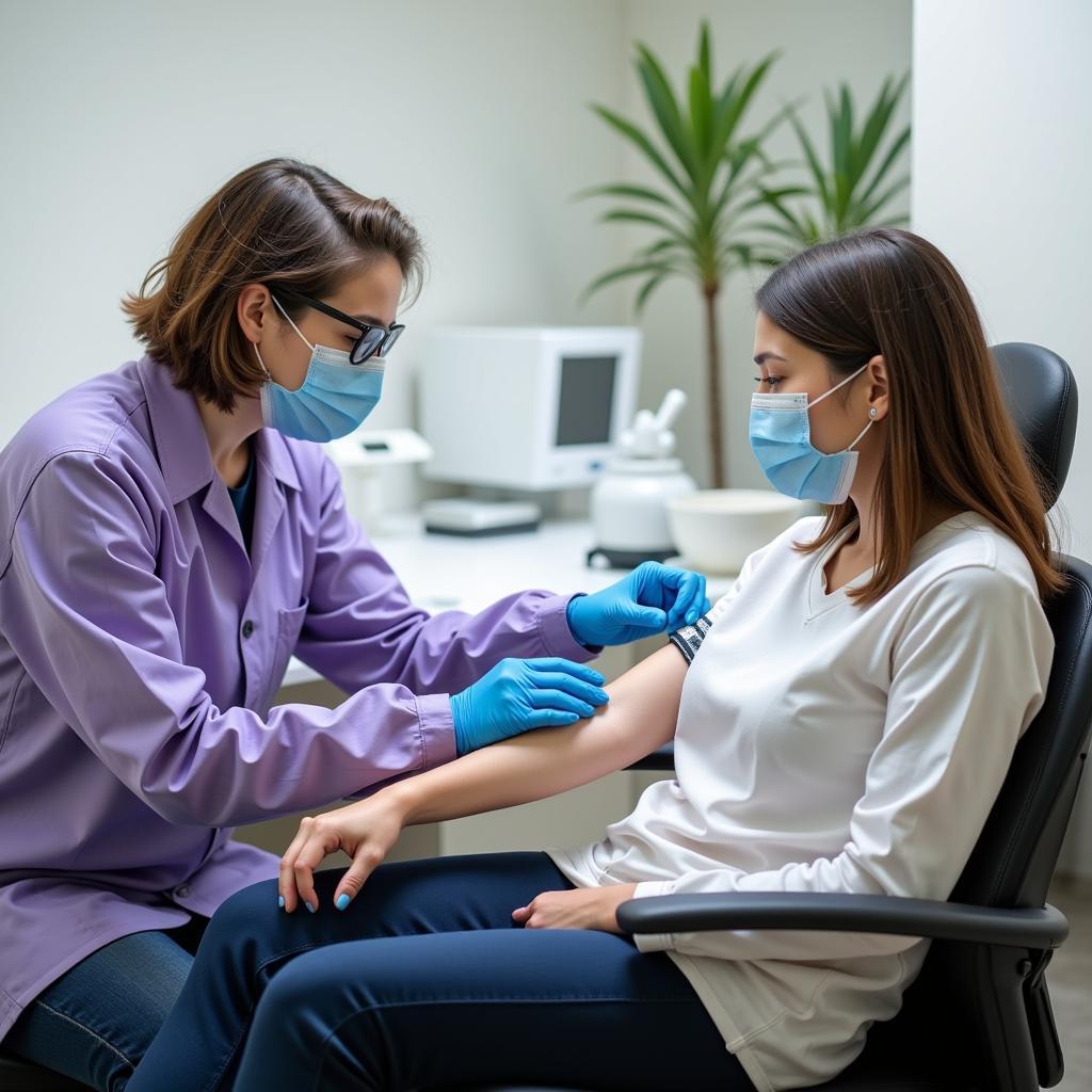 Skilled Lab Technician Performing Blood Draw