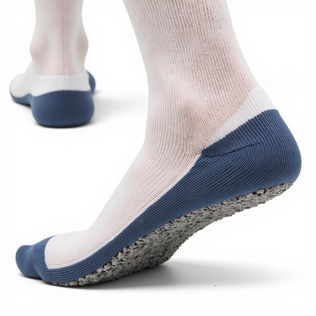 Close-up of non-slip grips on hospital socks