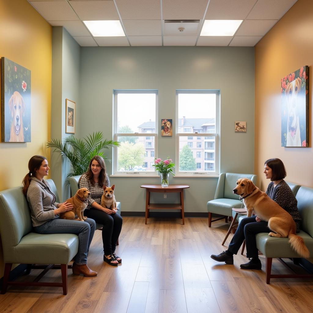 Bright and welcoming veterinary hospital waiting area