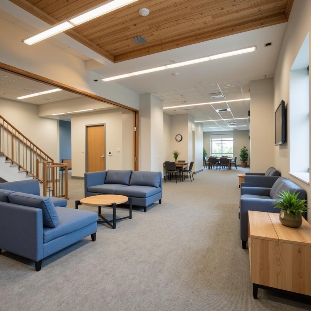 Bright and spacious hospital waiting area