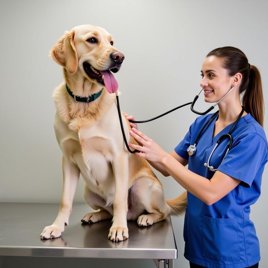 Veterinarian in North Gwinnett examining a dog