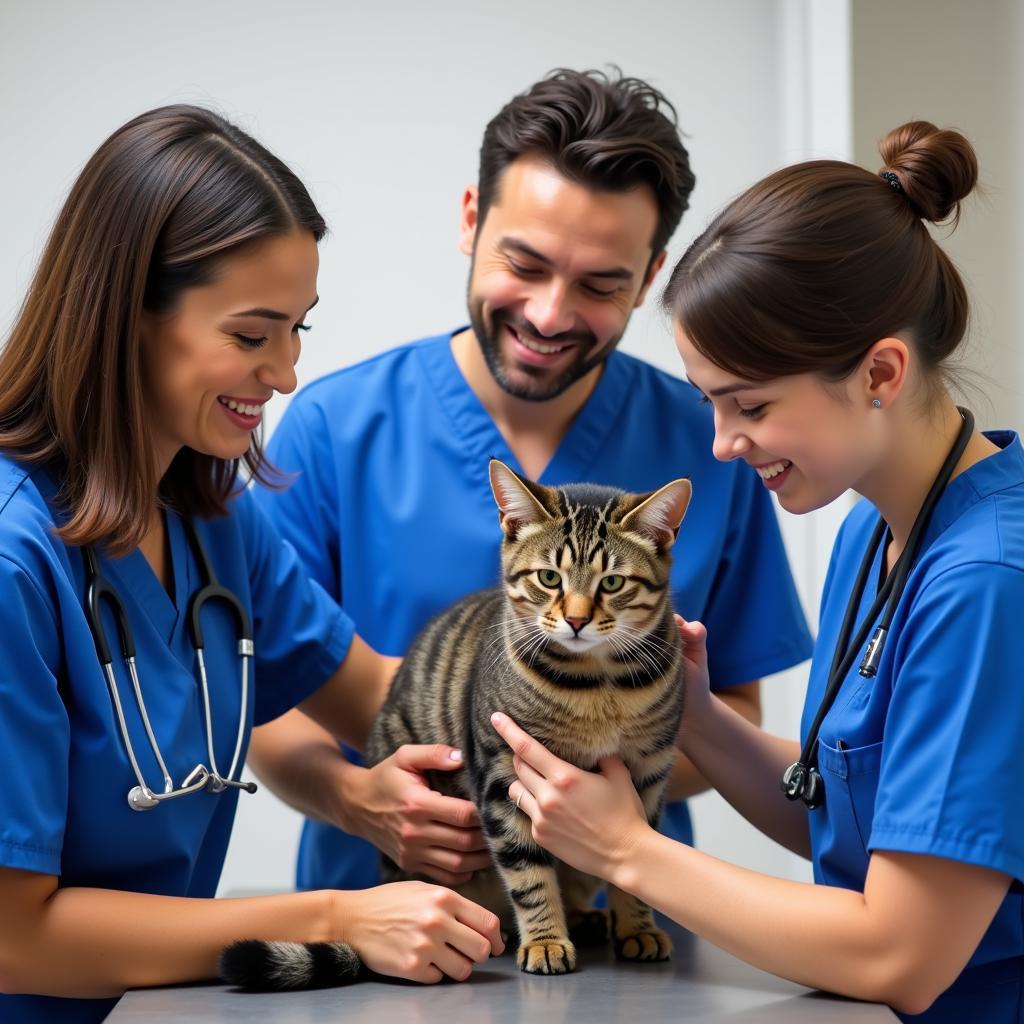 Veterinary team in North Gwinnett caring for a cat