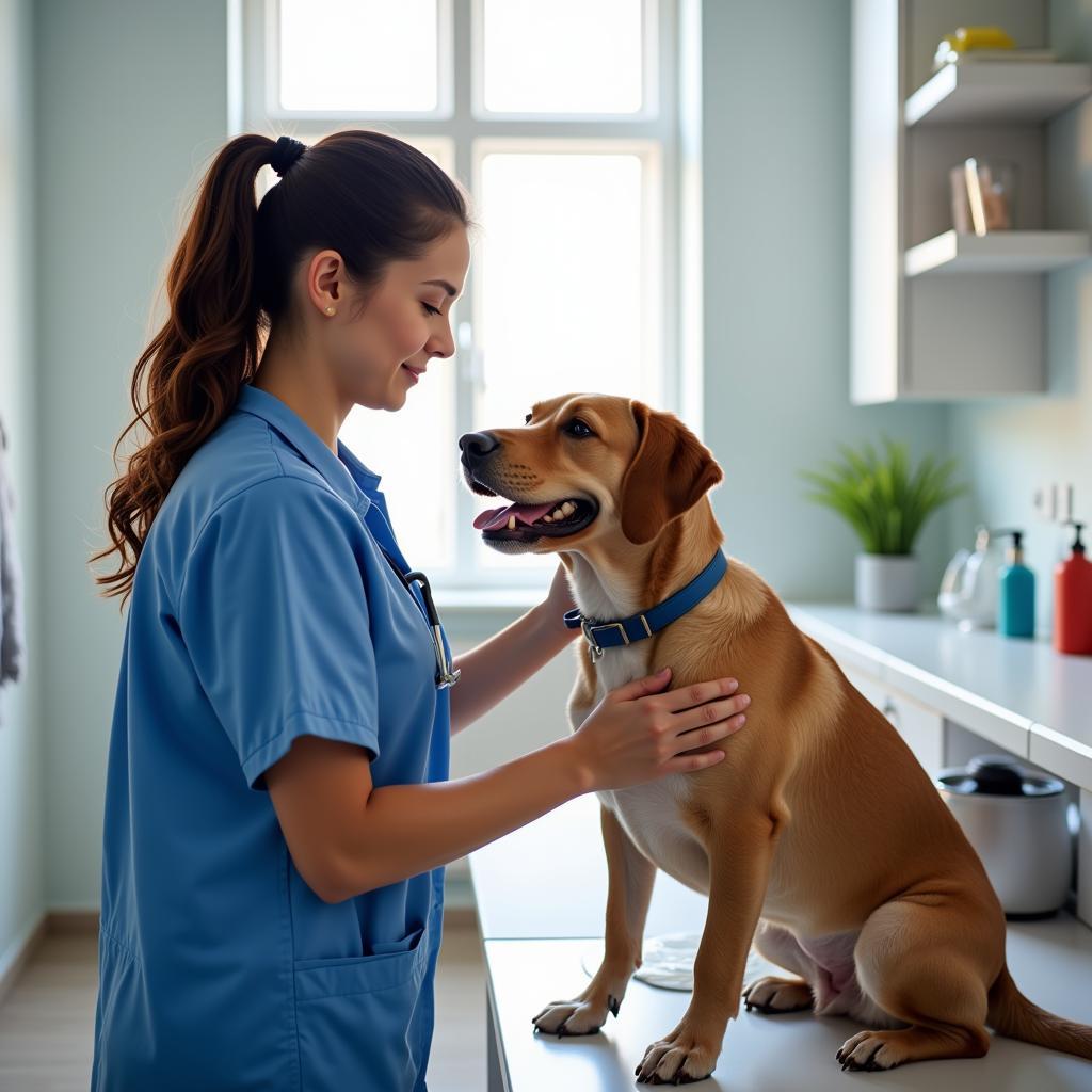 Veterinarian conducting a check-up on a dog