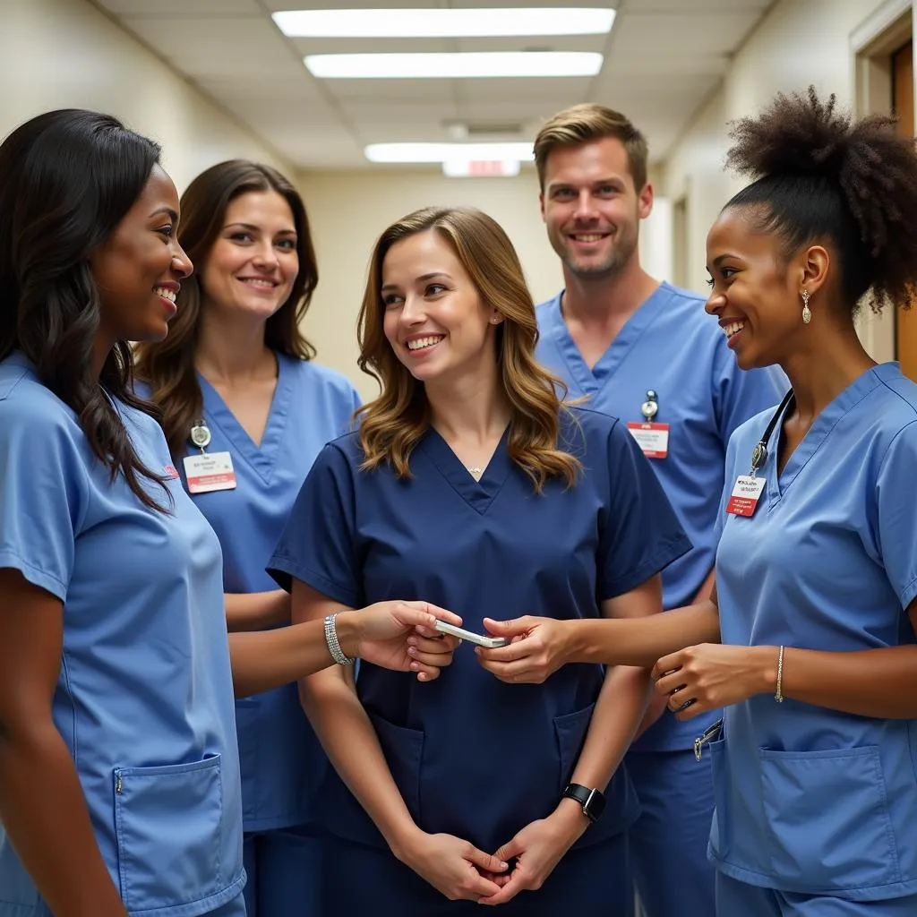 A diverse team of nurses collaborating at Northside Cherokee Hospital