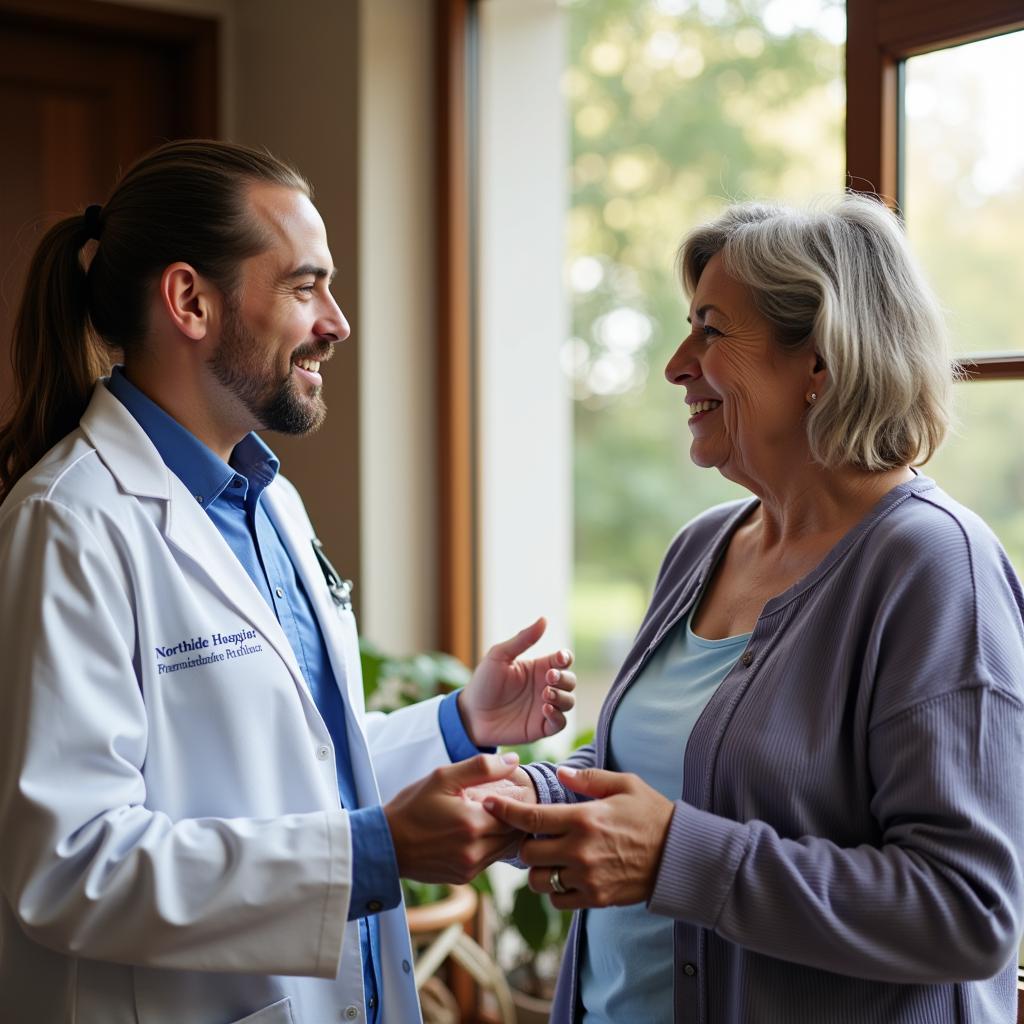 Patient and pharmacist discussing medication