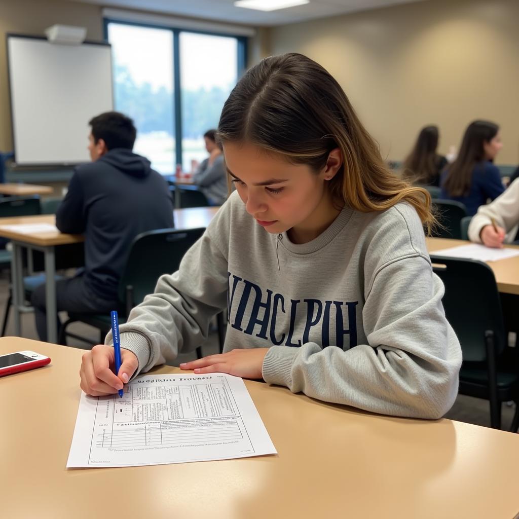 Teenager completing a Northside Hospital volunteen application form