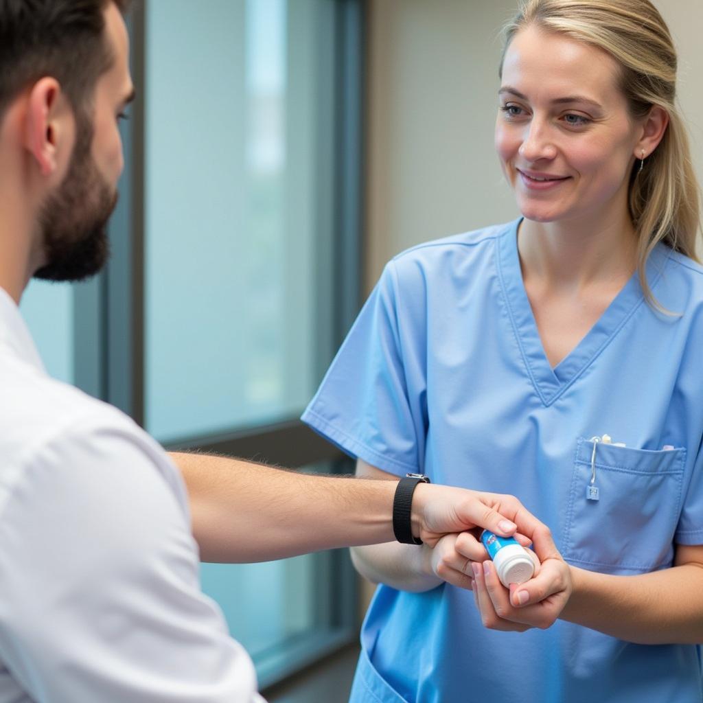 Nurse Checking Patient Wristband